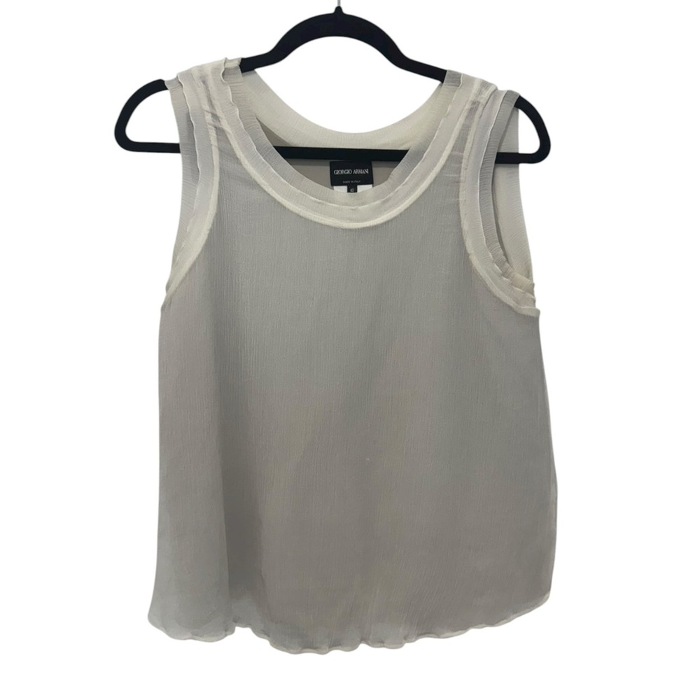 Giorgio Armani Runway Ivory Sleeveless Top, Size 40